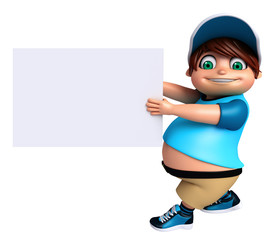 3D Render of Little Boy with white board