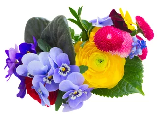 Peel and stick wall murals Pansies Posy of violets, pansies and ranunculus