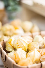 Closeup of Cape gooseberry (Physalis), healthy fruit and vegetab