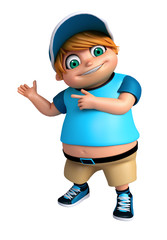 3D Render of Little boy pointing pose