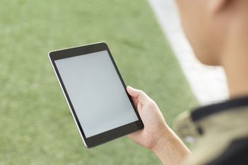 Man Look a Blank Tablet