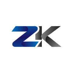 Modern Simple Initial Logo Vector Blue Grey Letters zk