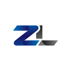 Modern Simple Initial Logo Vector Blue Grey Letters zl