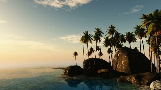 Tropical beach at sunset 