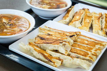 Pan Fried Dumplings with Chinese Soup, Hong Kong