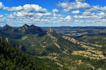 Fototapeta na wymiar Serres de Pandols-Cavalls mountain range in Spain
