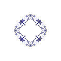 Floral vector frame, square, line design