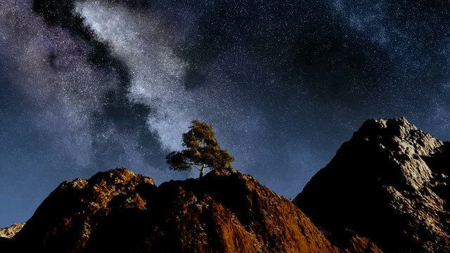 Milky Way in the mountains timelapse