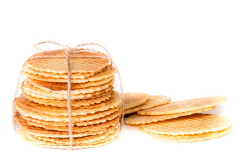 Crisp golden waffle wafer biscuits