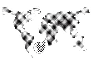 Grey dotted world vector map on white background, geographic information, outline framework. Vector political maps and atlas. Map scheme for design projects and presentations