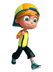 3D Render of Little boy running pose