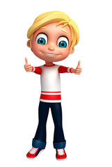 3D Render of Little boy thumbs up pose