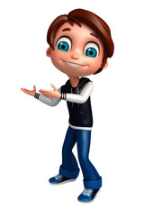 3D Render of Little boy pointing pose