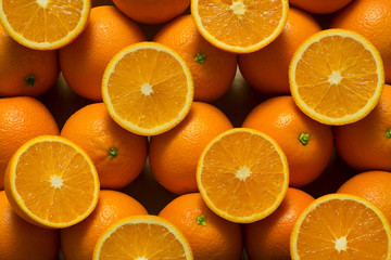 background of fresh ripe and sliced fruits top view