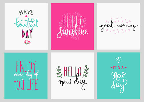 Lettering vector postcard quotes set