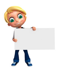 3D Render of Little boy with white board
