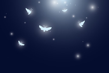moths flying at night vector