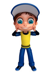 3D Render of Little boy funny pose