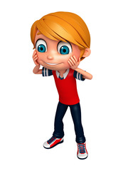 3D Render of Little boy funny pose