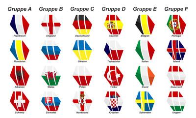 EM 2016 in Frankreich - Gruppenphase (Länderflaggen)