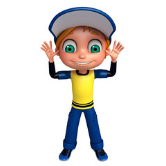 3D Render of Little boy funny pose