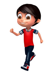 3D Render of Little boy running pose