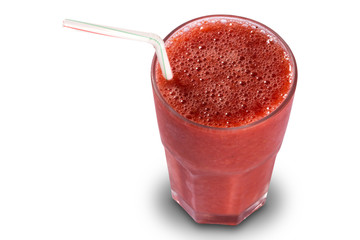 glass of fresh watermelon juice isolated on white