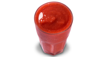 Smoothies of red berries on a white background