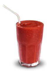 Smoothies of red berries on a white background