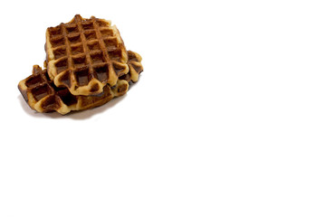 Two waffles on white background