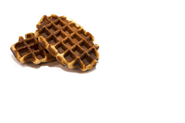 Two sweet waffles on white background