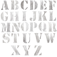 English alphabet ,Hand drawn by color pencil