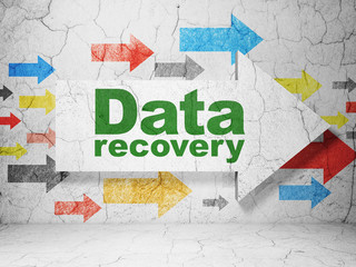 Information concept: arrow with Data Recovery on grunge wall background