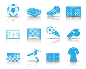 Fußball Icons -Blau (Schatten) © ii-graphics
