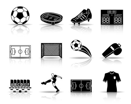 Fußball Icons - Schwarz (Schatten)