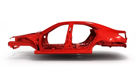 Foto op Plexiglas Red back body car with no wheel 3d illustration © nosorogua