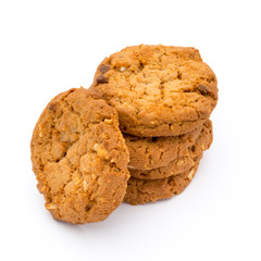 Oatmeal cookies with isolated background.