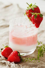 Layered vanila and strawberry milk shake