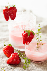 Layered vanila and strawberry milk shake