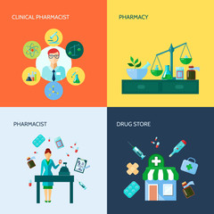 Pharmacist Flat Icon Set