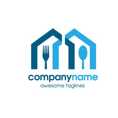 food and wine house logo vector