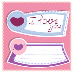 Heart Paper Sticker With Hand lettering I Love You.Vector illust