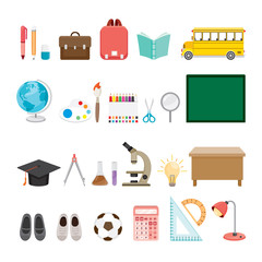 School Supplies Icons Set, Back to school, Educational, Stationery, Book, Children, School Supplies, Educational Subject, Objects, Icons
