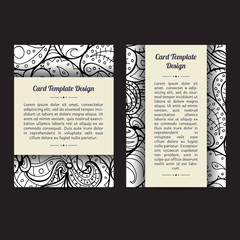 Vector set of boho black and white card template designs, perfect for brochure covers, leaflets, flyers, cards and invitations. Doodle design.