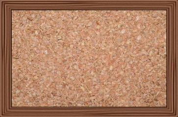 cork bulletin board in a wooden frame, isolated