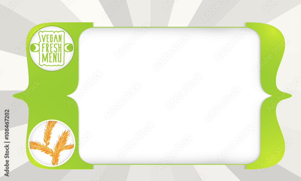 Poster abstract square brackets for entering text with vegan icon