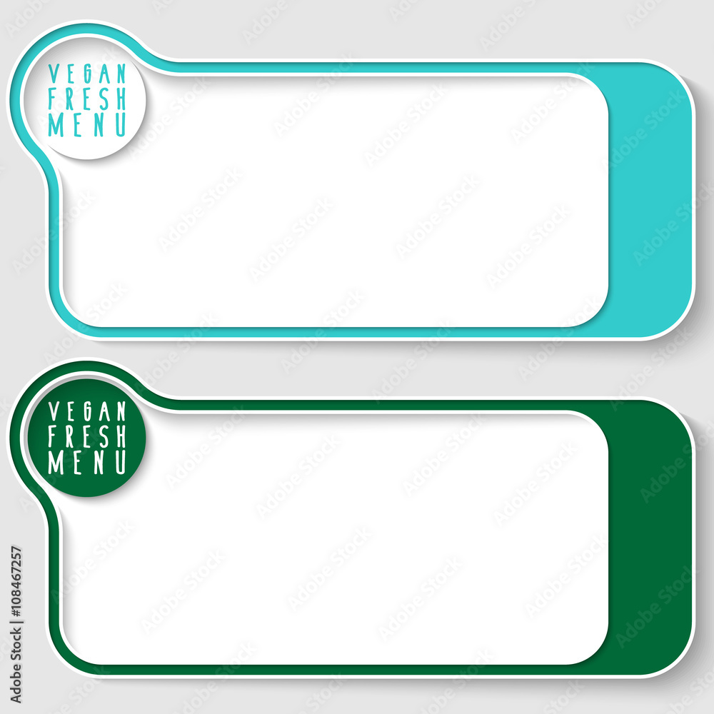 Poster two vector text boxes for your text and vegan fresh menu headlin