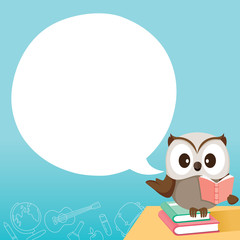 Owl Teaching On Table With Speech Bubble, World Book Day, Back to school, Educational, Stationery, Book, Children, School Supplies, Educational Subject, Objects, Icons