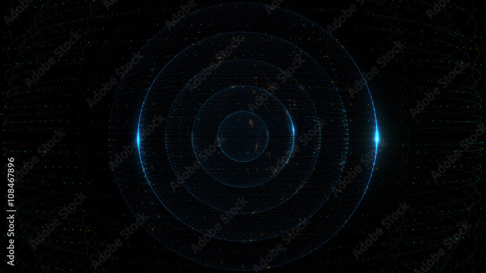 Poster abstract 3d background made of particle spheres with glow elements