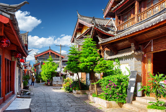 Scenic street in the Old Town of Lijiang, Yunnan province, China